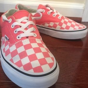 pink white checkered vans